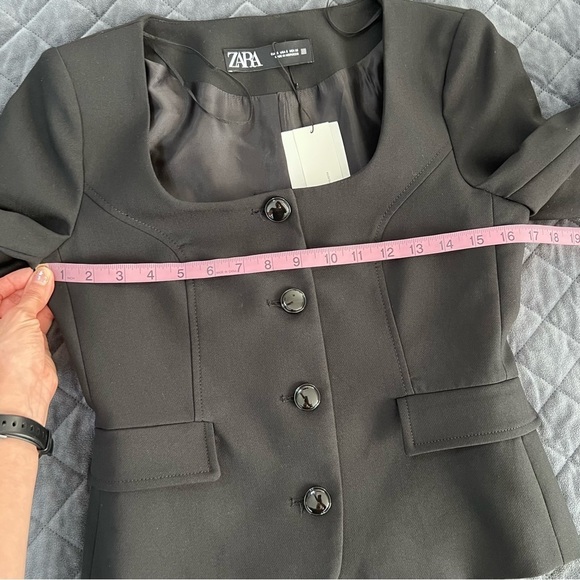 Zara Blazer Top Women Small Jacket Black Fitted Button Up Preppy Career C3 - Picture 7 of 9